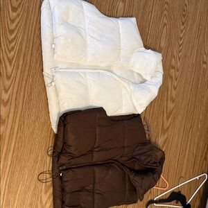 White and Brown Puffer Vests